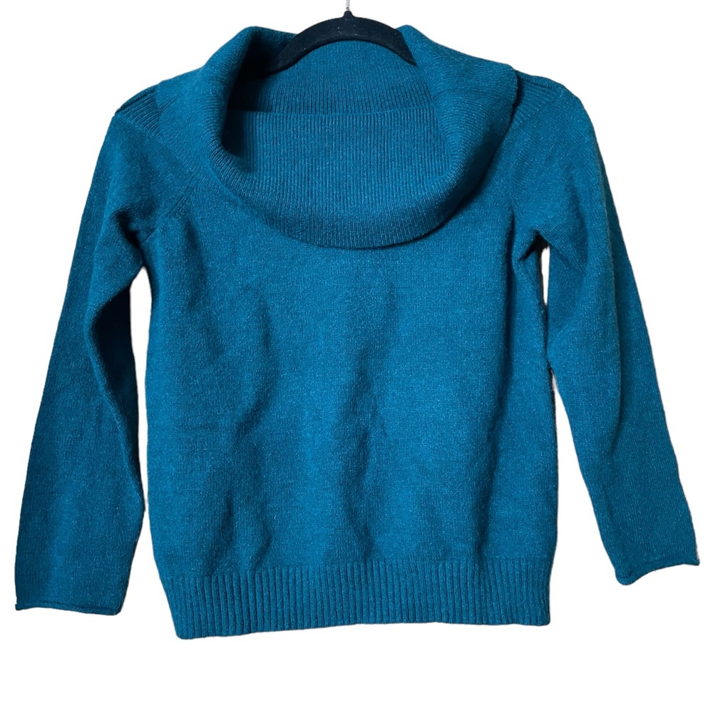 Anthropologie Sweater Womens Extra Small Teal Blue Cowl Neck Pullover Sweatshirt
